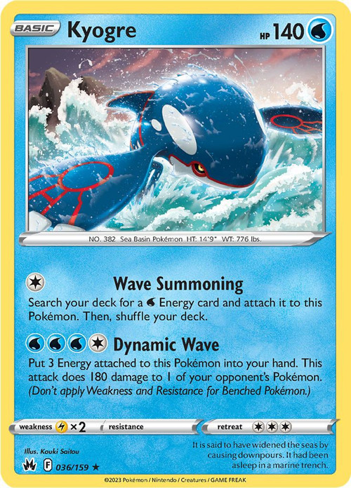 Pokemon Trading Card Game Crown Zenith Single Card Holo Rare Kyogre 36 - ToyWiz Pokemon Trading Card Game Crown Zenith Single Card Holo Rare Kyogre 36 - ToyWiz