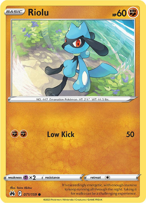 Pokemon Trading Card Game Crown Zenith Single Card Common Riolu 71