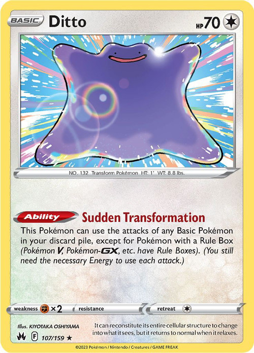 Pokemon Trading Card Game Crown Zenith Single Card Reverse Holo Ditto 107 - ToyWiz Pokemon Trading Card Game Crown Zenith Single Card Reverse Holo Ditto 107 - ToyWiz