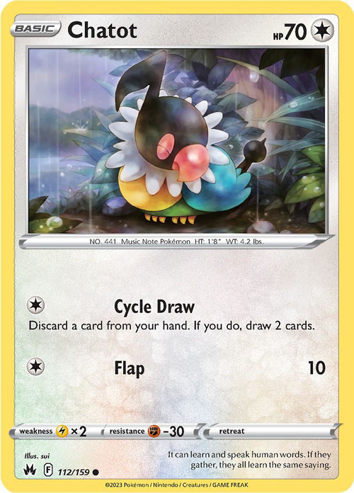 Pokemon Trading Card Game Crown Zenith Single Card Common Chatot