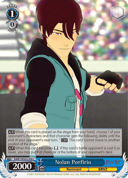 Weiss Schwarz Trading Card Game RWBY Single Card Common Nolan