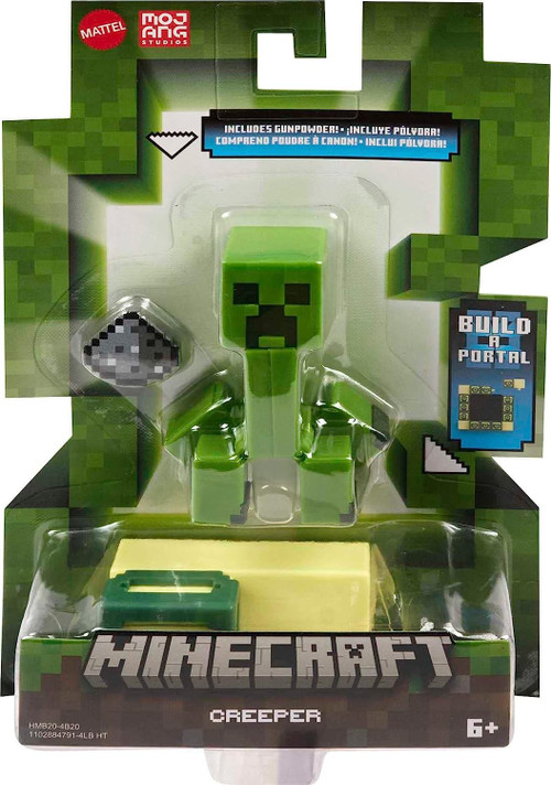 Mattel Minecraft Toys 3.25-Inch Action Figure, Creeper With Accessory &  Portal Piece, Toy Collectible Inspired By Video Game