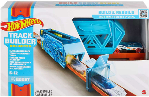 hot wheels track builder unlimited power boost box track set System Slide & Launch Pack [Boost, Damaged Package] but it also transforms into part of the playset Mattel Hot Wheels Track Builder
