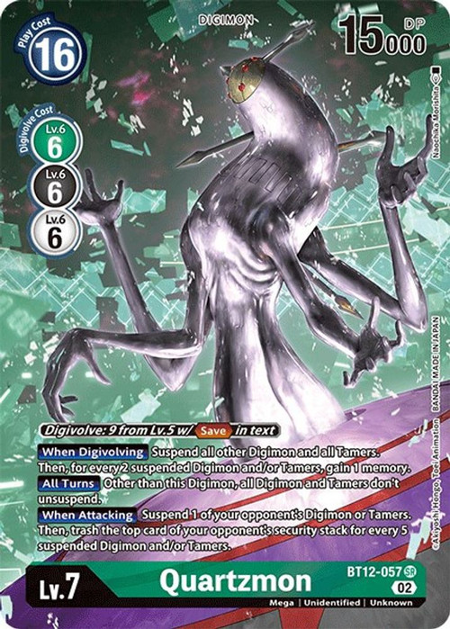 Digimon Trading Card Game Across Time Single Card Super Rare Quartzmon  BT12-057 Alternate Art - ToyWiz