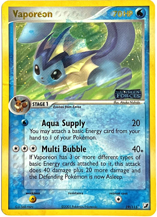 VAPOREON HOLO 19/115 シャワーズ 英語版 ポケットモンスター