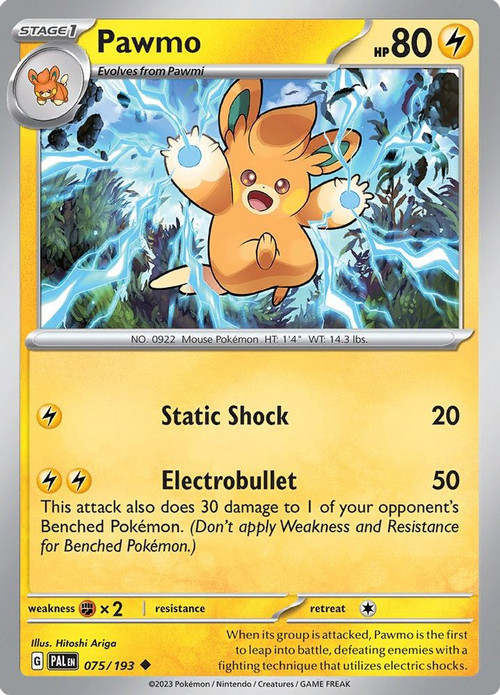 pawmi pokemon card price - - 226/091 Weakness Fighting 2 Resistance None None Pawmi 226 Holo Prices |