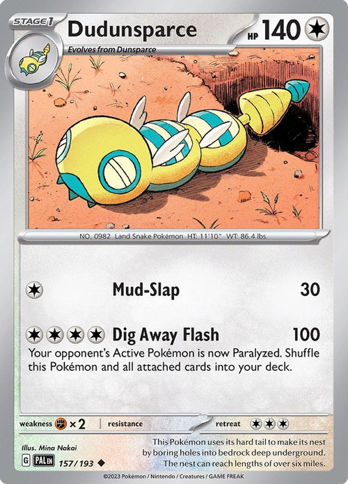 dunsparce pokemon card price LV.9 No.206 Old Back Common Nintendo NM-EX Japanese t281 Colorless Colorless Strike and Run Search your deck for up to 3 Basic Pokmon and put them onto your Bench Pokemon Trading Card Game Paldea