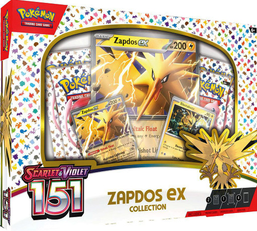 Scarlet & Violet Pokemon 151 Zapdos ex Collection Box [ENGLISH, 4 Booster  Packs, 3 Foil Promos & More!]