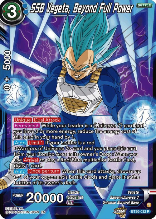 Dragon Ball Super Trading Card Game Power Absorbed Single Card Rare SSB  Vegeta, Beyond Full Power BT20-032 - ToyWiz