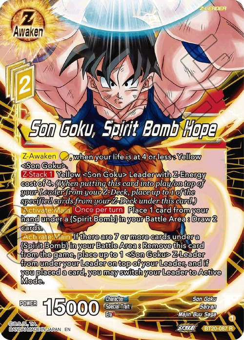 dragon ball super card game son goku the awakened power Dragon Ball Super Trading Card Game Power Absorbed Single Card Rare Son Goku,  Spirit Bomb Hope BT20-087