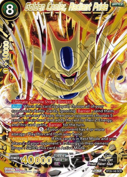 Dragon Ball Super Trading Card Game Power Absorbed Single Card Secret Rare  Golden Cooler, Radiant Pride BT20-148 Alternate Art - ToyWiz