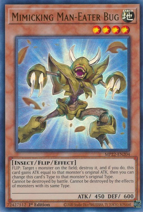 YuGiOh 2022 Tin of the Pharaohs Gods Single Card Ultra Rare Mimicking  Man-Eater Bug MP22-EN204 - ToyWiz