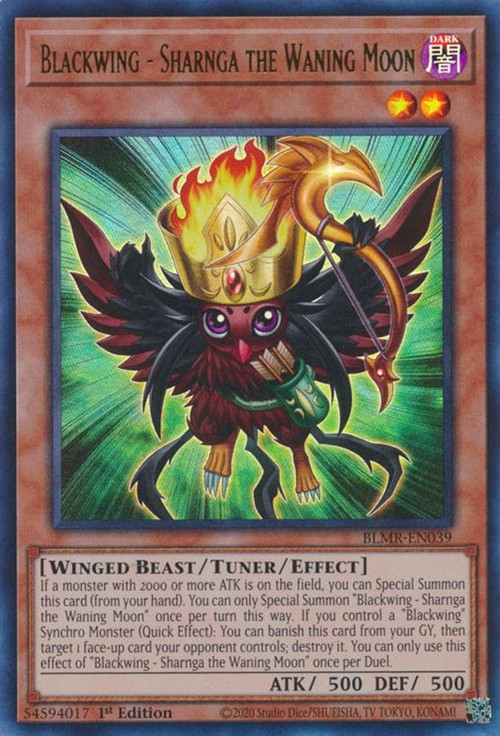 YuGiOh Trading Card Game Battles of Legend Monstrous Revenge Single Card Ultra Rare Blackwing - Sharnga the Waning Moon BLMR-EN039 - ToyWiz YuGiOh Trading Card Game Battles of Legend Monstrous Revenge Single Card Ultra Rare Blackwing - Sharnga the Waning Moon BLMR-EN039 - ToyWiz
