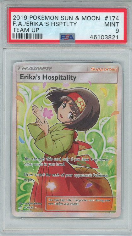 Carte Pokémon Erika's Hospitality Alt Art PSA 10 - Soleil & Lune CSM2DC, Chinois, Notée 10