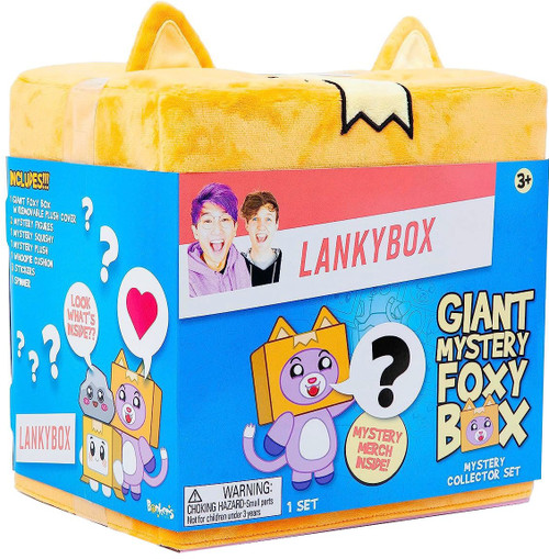 LankyBox Giant Mystery Box: Wearable Boxy case, 2 Figures, one 6”  Glow-in-The-Dark Plush, a Squishy , pop-it Fidget Toy, Canny with pop-Out  Sticky