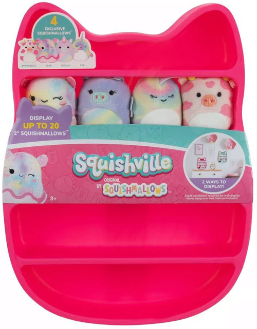 NIP Squishville By Squishmallows Pink Display Case 4 Exclusive Faye Lizella  Ter