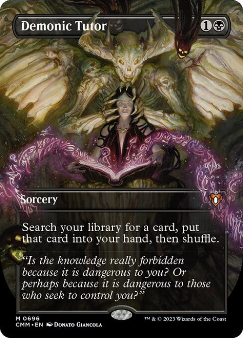 tutor mtg cards Magic The Gathering Commander Masters Single Card Mythic Rare Demonic 696 Borderless FOIL I simply reveal Demonic Tutor (Dämonischer Tutor) regular