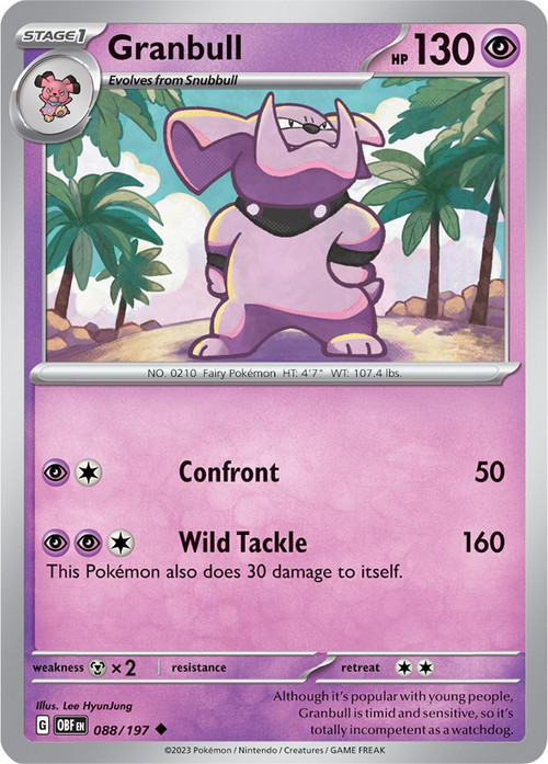 granbull v pokemon card value Full Art 159/172 Unified Cards Colorless Chomp (30+) This attack does 10 more damage for each damage counter on this Pokmon Granbull V - SWSH09: Brilliant