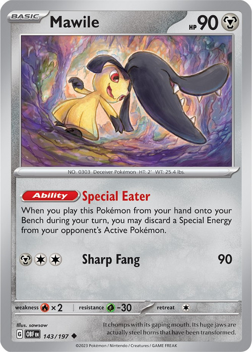 Pokemon Trading Card Game Obsidian Flames Single Card Uncommon Mawile 143 - ToyWiz Pokemon Trading Card Game Obsidian Flames Single Card Uncommon Mawile 143 - ToyWiz