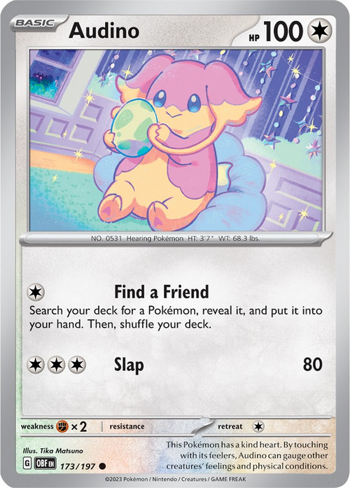 Pokemon Trading Card Game Obsidian Flames Common Audino #173 Pokemon Trading Card Game Obsidian Flames Common Audino #173