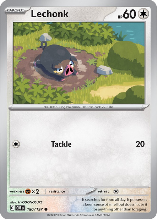 lechonk pokemon card value Lechonk 182/197 NM / M Obsidian Flames Pokemon Card