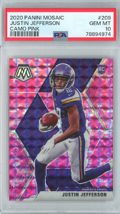 JUSTIN JEFFERSON 2020 LEAF DRAFT/ROOKIE SILVER 1ST GRADED 10 ROOKIE CARD  VIKINGS