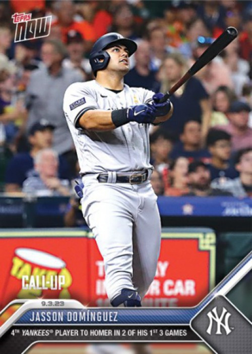  2023 TOPPS Now JASSON DOMINGUEZ Baseball Call-Up ROOKIE Card The  Martian Homers in First MLB At Bat - New York Yankees Debut on 09/01/2023  (PLUS NOVELTY MILB CARD PICTURED) : Collectibles