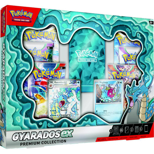 Pokemon Gyarados ex Exclusive Premium Collection 6 Booster Packs, 1 Ultra Rare Foil Card, 65 Card Sleeves More Pokemon USA - ToyWiz Pokemon Gyarados ex Exclusive Premium Collection 6 Booster Packs, 1 Ultra Rare Foil Card, 65 Card Sleeves More Pokemon USA - ToyWiz