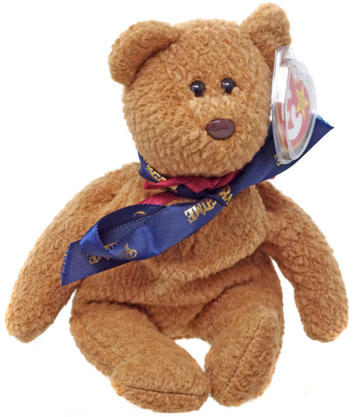 Beanie Babies Curly the Bear Beanie Baby Plush Ragtime, Blue Ty