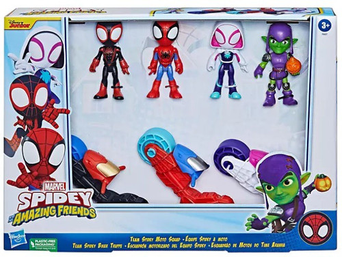 Marvel Spidey & His Amazing Friends Spidey Moto Squad Exclusive Action  Figure 7-Pack [Green Goblin, Miles Morales, Spidey, Ghost-Spider]