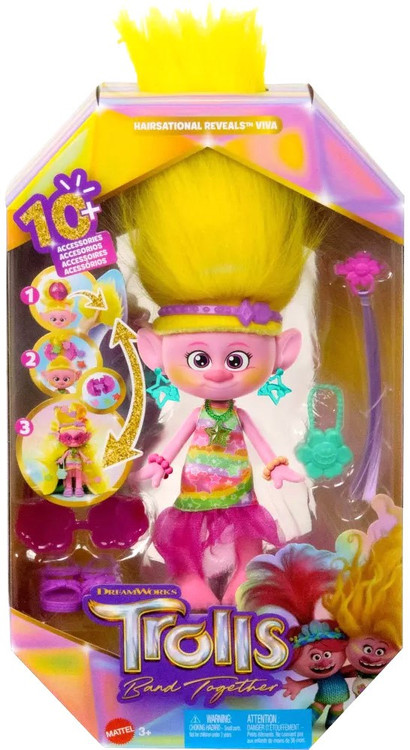  Mattel ​DreamWorks Trolls Band Together Hair Pops Small Doll,  Queen Poppy with Removable Clothes & 3 Surprise Accessories : Toys & Games