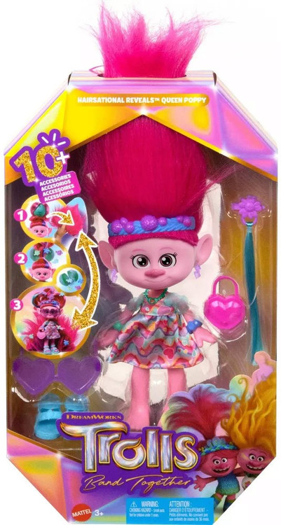 Trolls Band Together Hairsational Reveals Queen Poppy Doll Mattel - ToyWiz