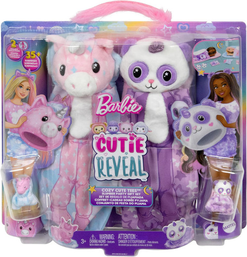 Barbie Cutie Reveal Cozy Cute Tee Series Slumber Party Doll Gift Set Mattel  - ToyWiz