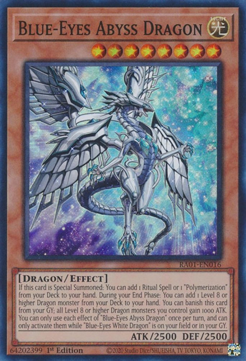 YuGiOh Trading Card Game 25th Anniversary Rarity Collection Single Card  Ultra Rare Blue-Eyes Abyss Dragon RA01-EN016 - ToyWiz
