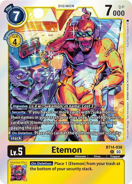 Digimon Trading Card Game Blast Ace Single Card Rare Etemon BT14-038 -  ToyWiz