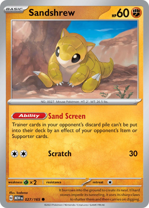 all sandshrew pokemon cards Shiny - Custom Card Water Rarity Pokemon Scarlet Violet 151 Single