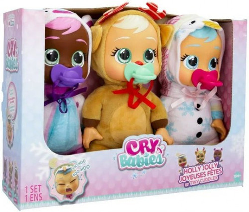 Cry Babies Tiny Cuddles Holly Jolly Edition 9 Plush Figure 3-Pack