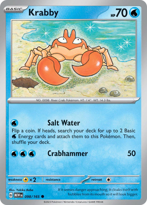 first edition krabby pokemon card - (51) - Fossil Water Water Krabby (base3-51) - PokemonCard