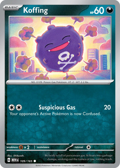 Pokemon Scarlet Violet 151 Single Card Common Koffing 109 - ToyWiz