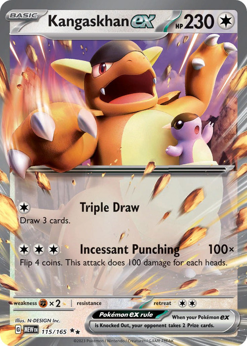 kangaskhan gx pokemon card - ex 190/165 - Pokemon 151 - Full Art Ultra Rare Colorless Enraged Strike (80+) If your opponents Active Pokmon is Confused 2025 Pokemon Meg En-mega Evolution