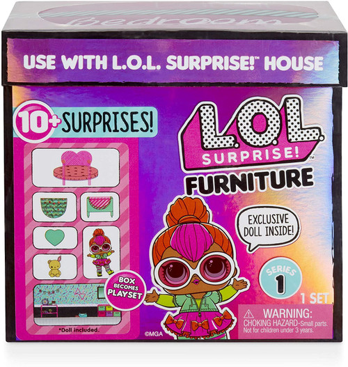 LOL Surprise Furniture Series 1 Bedroom Neon Q.T. Doll Play Set