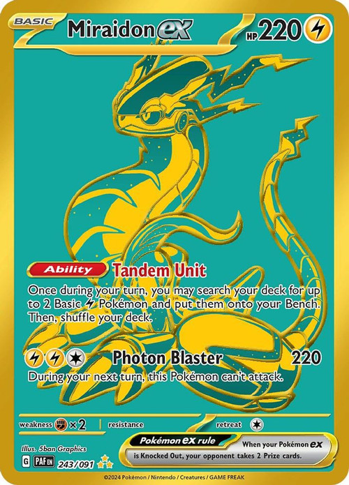 miraidon holographic card ex - 227/198 - Scarlet & Violet Lightning / 120 / Basic Attack 1 Pokmon - Trading Card Game: