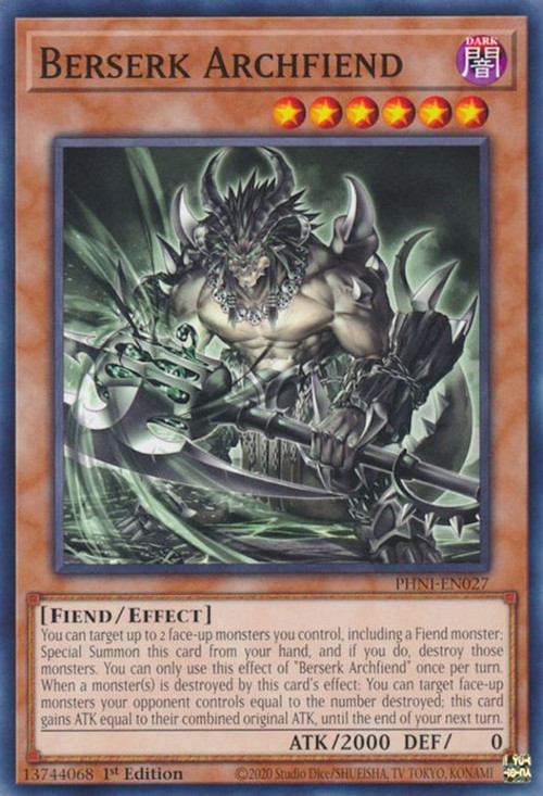 YuGiOh Trading Card Game Phantom Nightmare Single Card Common Berserk  Archfiend PHNI-EN027 - ToyWiz