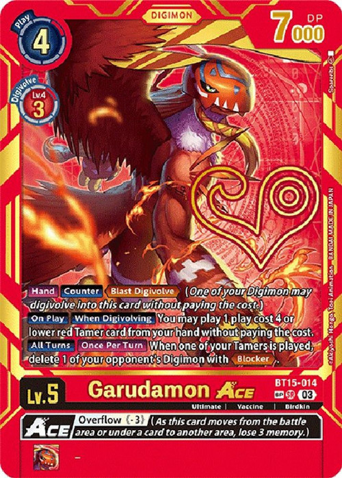 デジモンカード　英語版　BT15-014 Garudamon ACE Digimon Card Game/【BT-15】 Exceed Apocalypse]Garudamon ACE