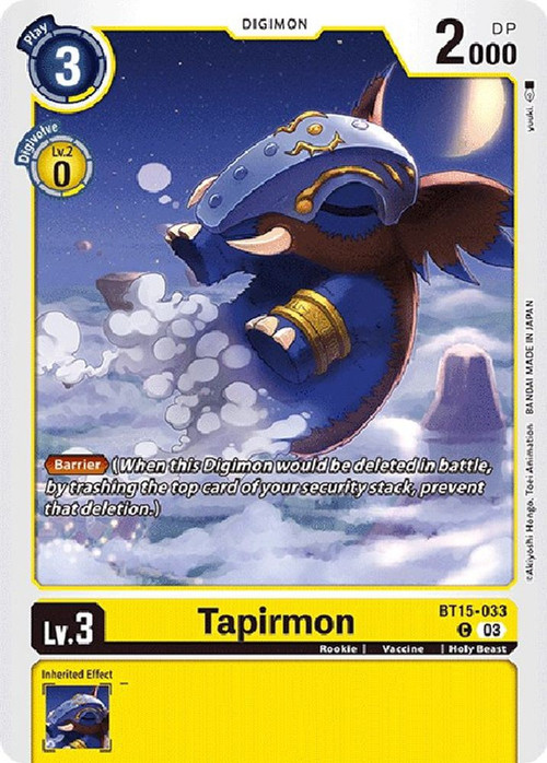 Digimon Exceed Apocalypse Single Card Common Tapirmon BT15-033