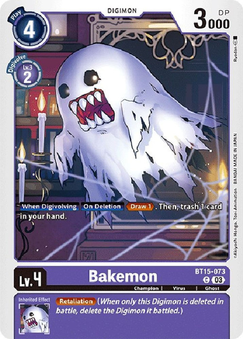 Digimon Exceed Apocalypse Single Card Common Bakemon BT15-073 - ToyWiz