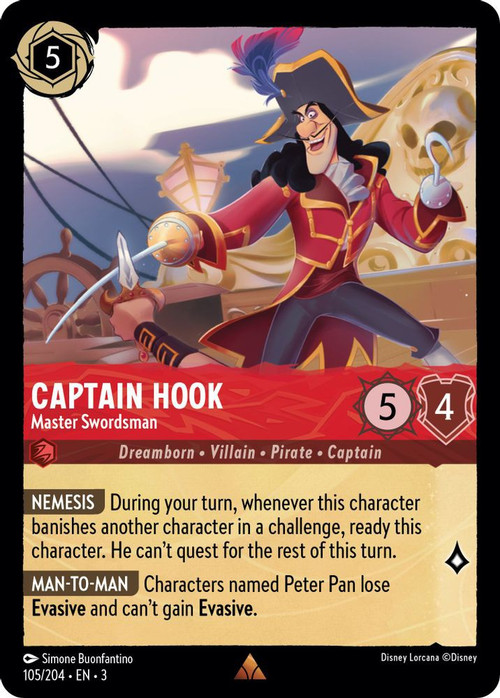 Lorcana Trading Card Game: The First Chapter- Captain Hook Card