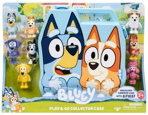 Bluey Play Go Exclusive Collector Case 8 Figures Bluey, Bingo, Jean Luc ...