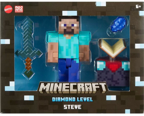 Minecraft Diamond Level Steve 5.5 Action Figure with Book Mattel