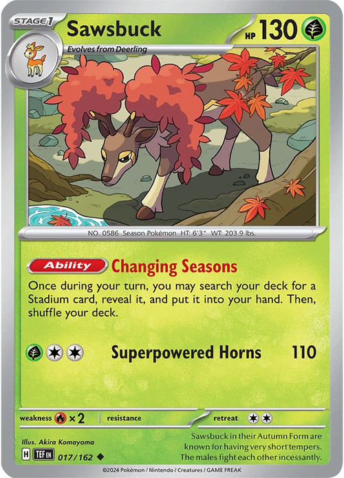 deer pokemon card Scarlet Violet Temporal Forces Single Uncommon Sawsbuck 17 this card is the perfect way to showcase your collection. Deerling #15 Prices | Pokemon